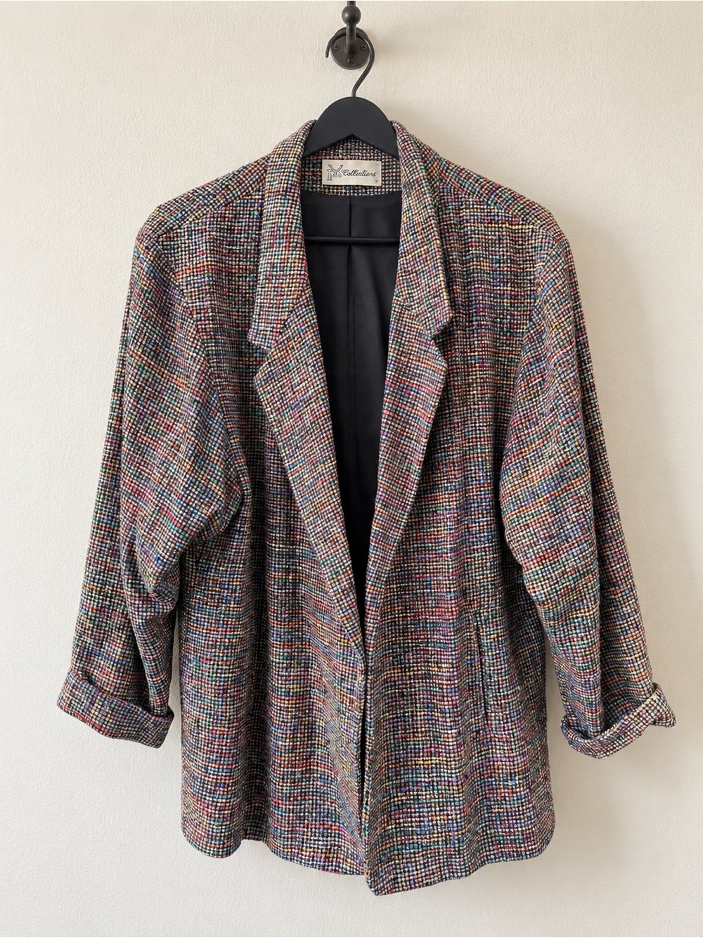 Multicolor Tweed Blazer Jacket - Classic Relaxed Fit by